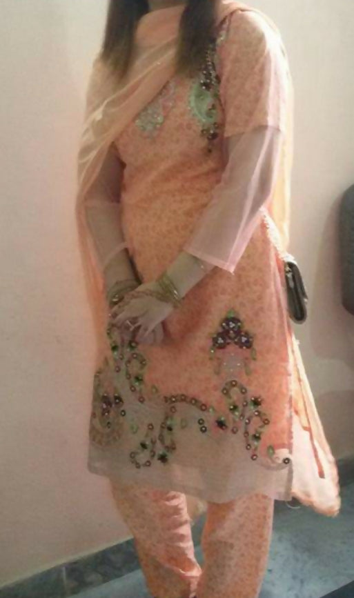 3 PC Peach Embroidered Suit | Women Locally Made Formals | Medium | Worn Once