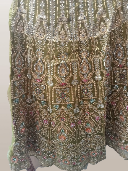 Green Mehndi Lehnga | Women Bridals | Medium | Worn Once