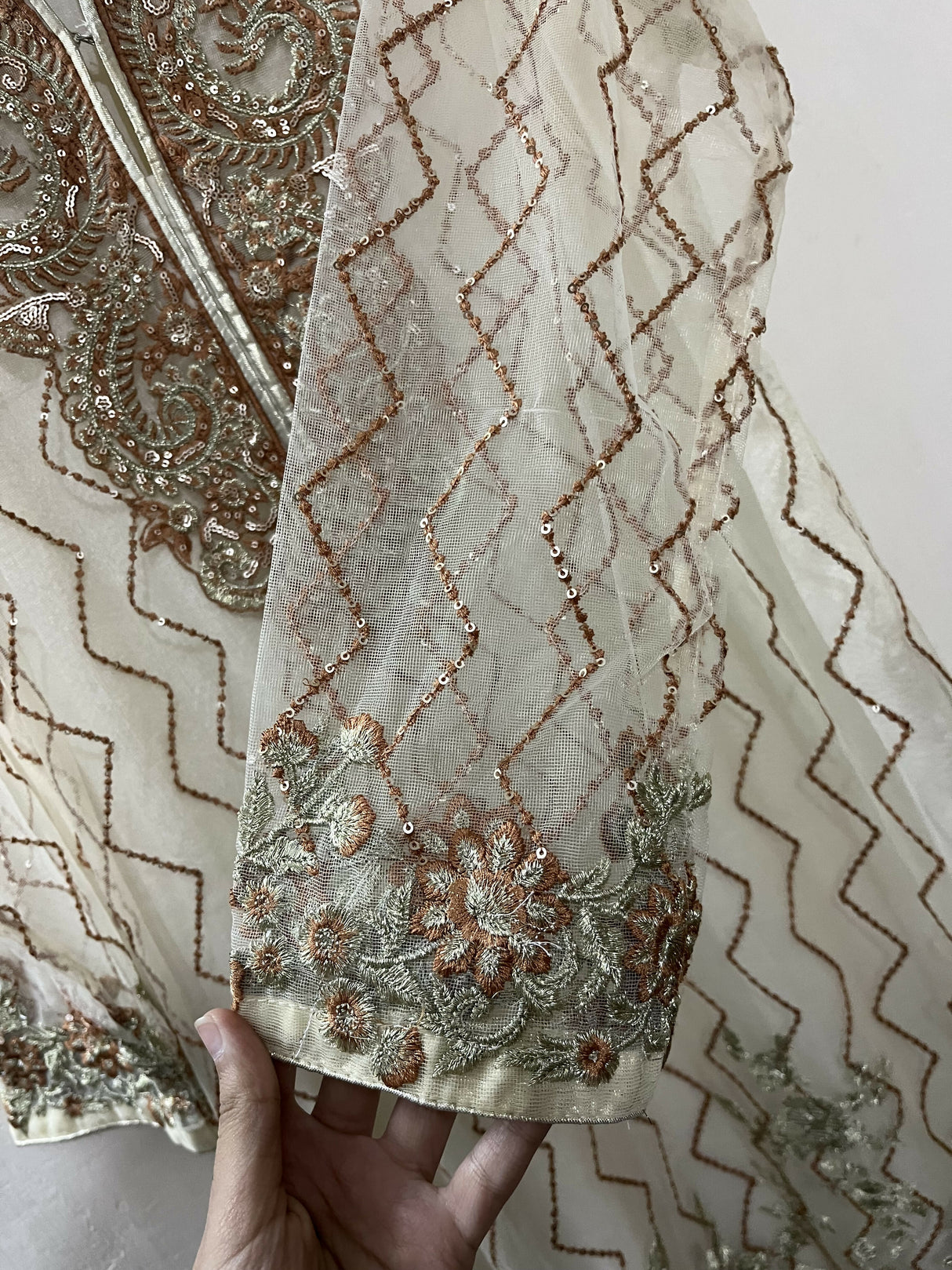 Shaposh | Off White Fully Embroidered 3-PC | Women Branded Formals | Large | New