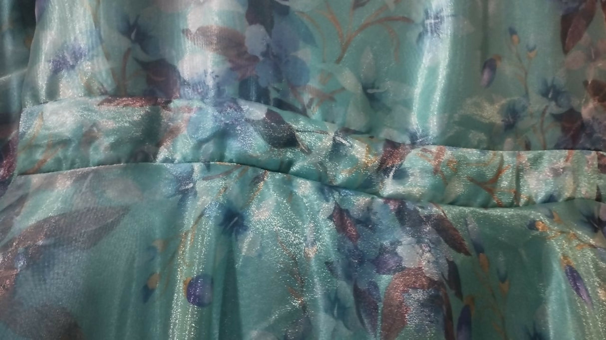 Girl's Organza Zink Colour Frock | Floral Long Frock with Frill | Women Frocks & Maxis | Small | Worn Once