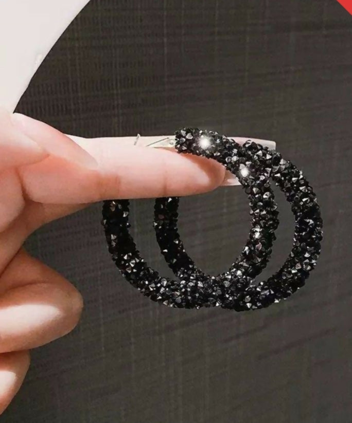 Round Stone Hoops-00452 | Women Jewelry | Earrings | Brand New