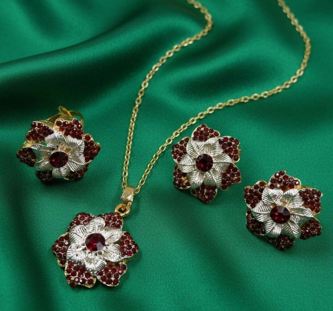 Round Flower Pendant Set-00267 | Women Jewelry | Necklaces & Pendants | Brand New