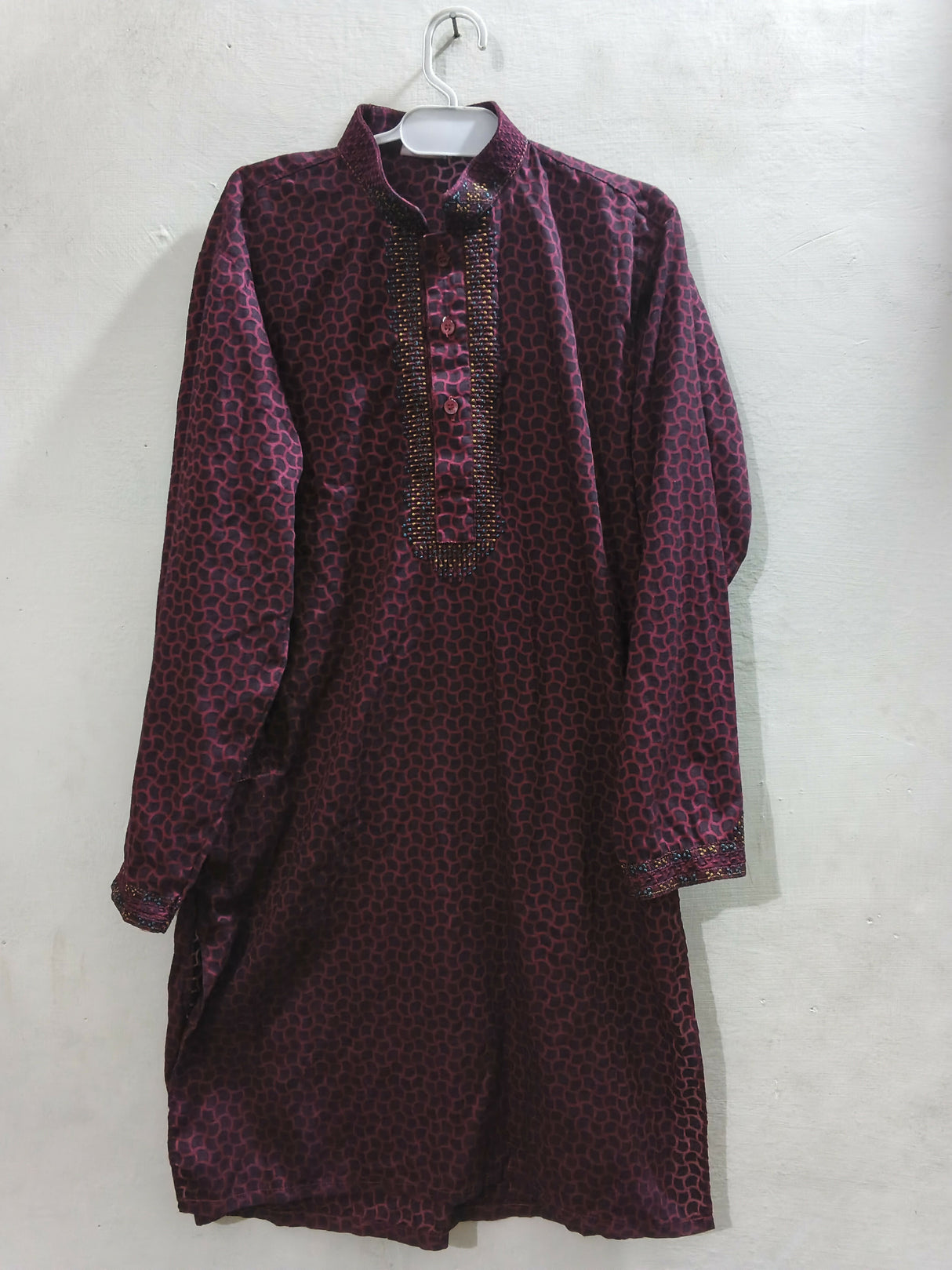 Boys Maroon Embroidered Kurta | Boys Shalwar Kameez | Size:28 | Worn Once