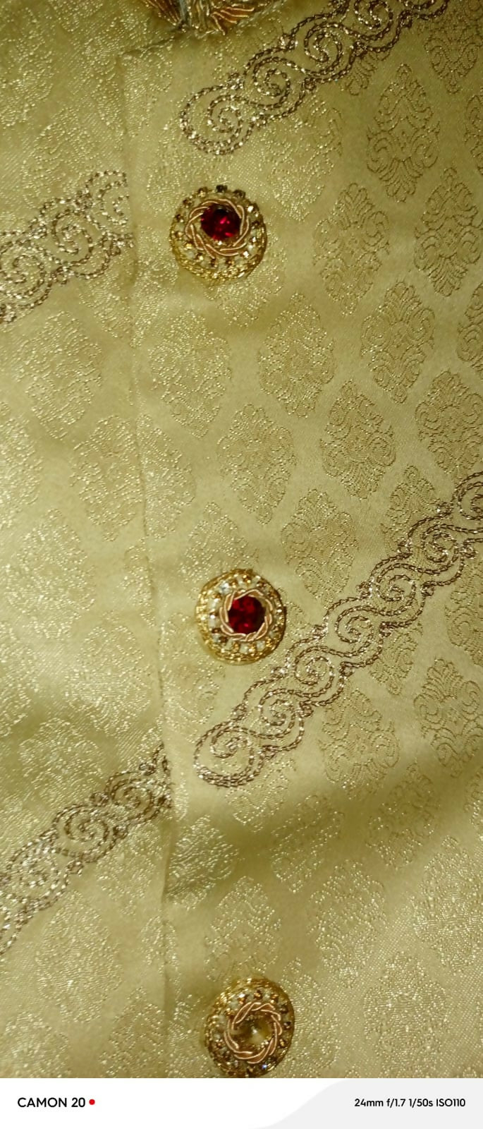 Golden Sherwani | Men Shalwar Kameez | Medium | Worn Once