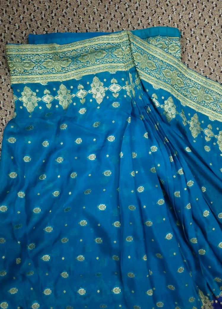 Pure Chiffon Banarsi Saree | Women Sarees | Women Locally Made Formals | Worn Once