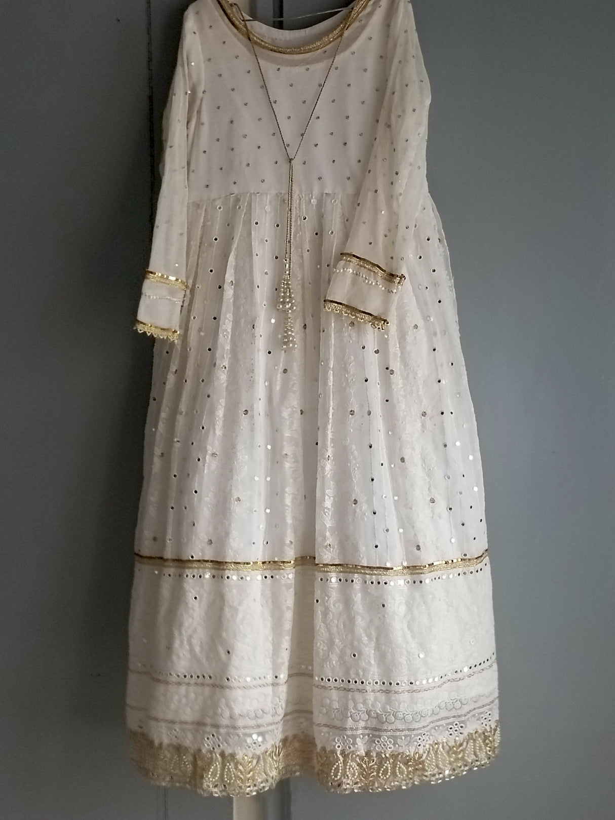 Fancy White Frock | Women Frocks & Maxis | Medium | Preloved