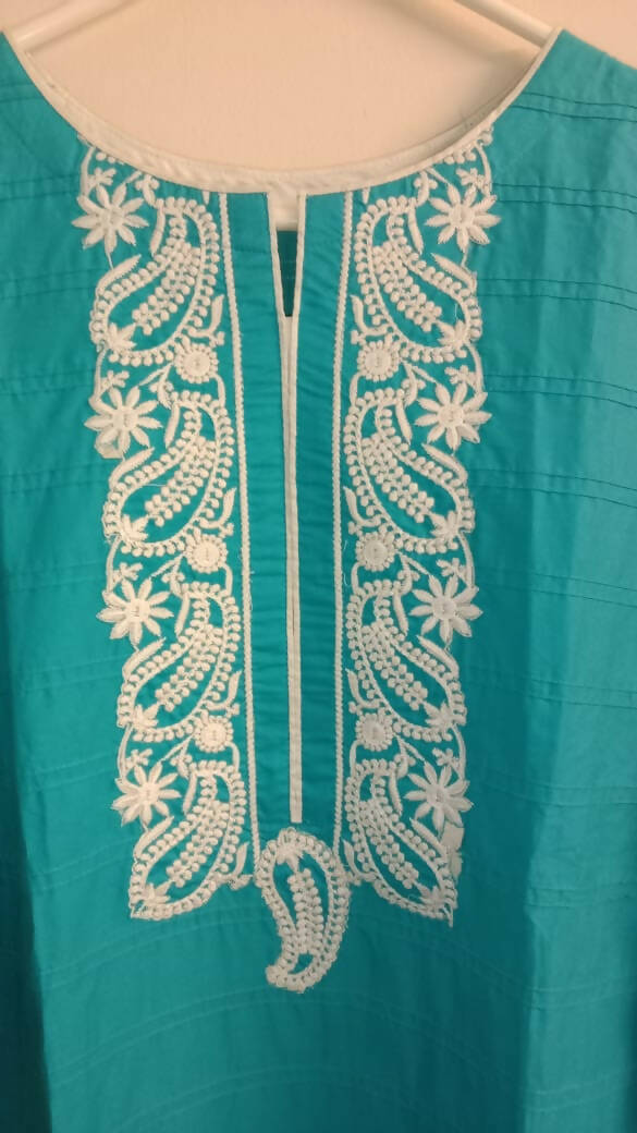 Sky Blue Simple Embroidered Kurta | Women Locally Made Kurta | X-Small | New