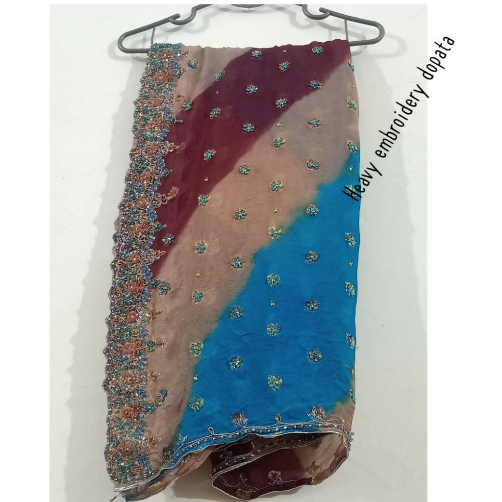 Katan Silk embroidery kurta & embroidery dupatta | Women Locally Made Formals | Medium | Preloved