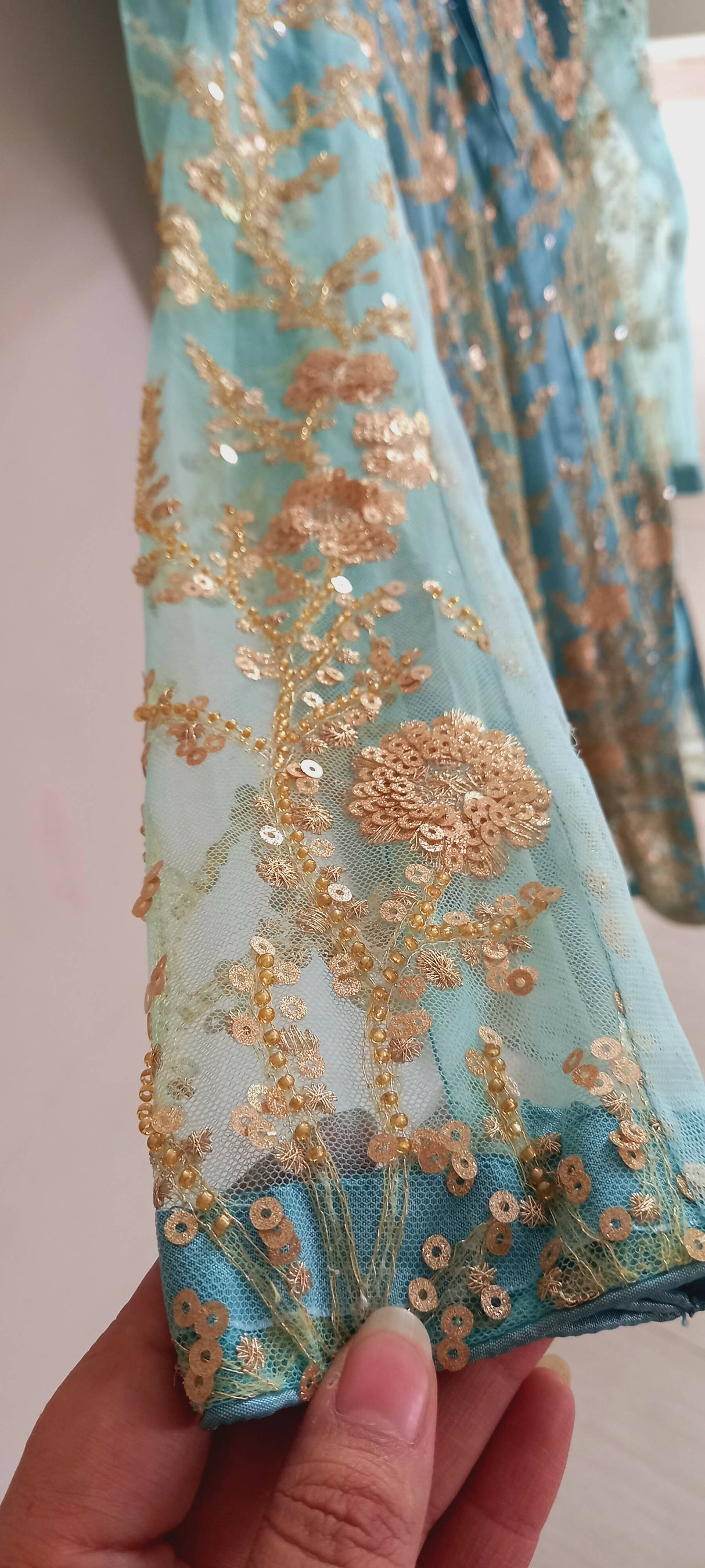 Skyblue & Gold 4 Pc Suit | Women Locally Made Formals | Medium | Worn Once