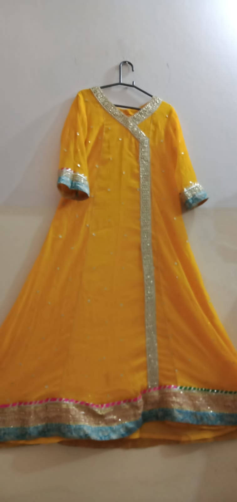 Yellow Chifon gotta angrakha Frok | Women Froks & Maxis | Medium | New