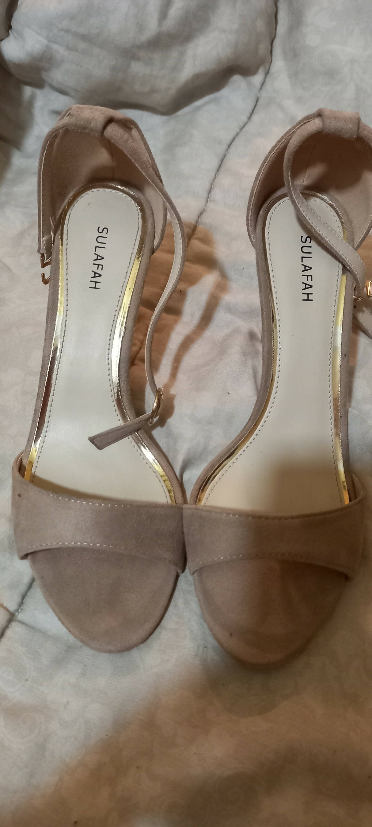 Sulafah | Beige Pencil Heel Formal Sandal | Women Shoes | Size: 10 | Worn Once