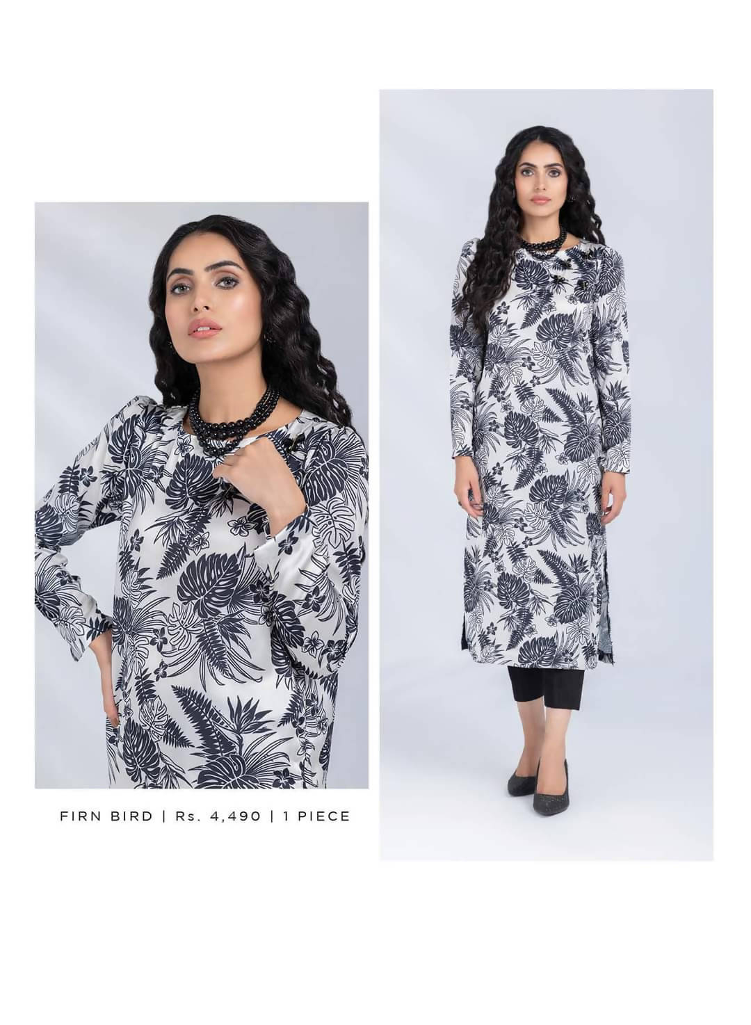 نیلم | سلک گرے پھولوں والا کرتہ | خواتین کا برانڈڈ کرتہ | بالکل نیا