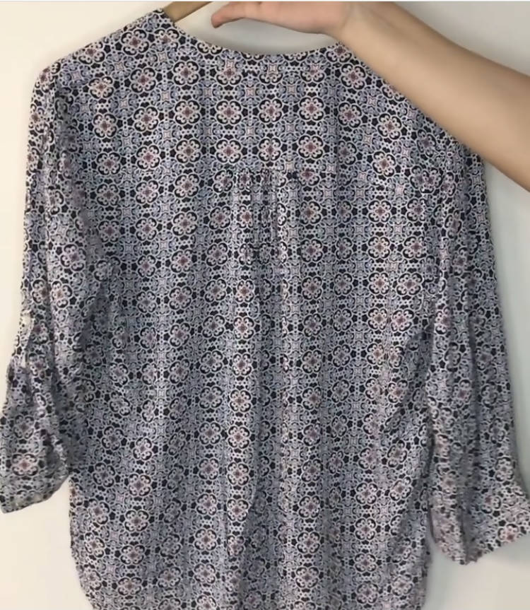 Primark | Black White Boho Printed Top | Women Tops & Shirts | Medium | Preloved