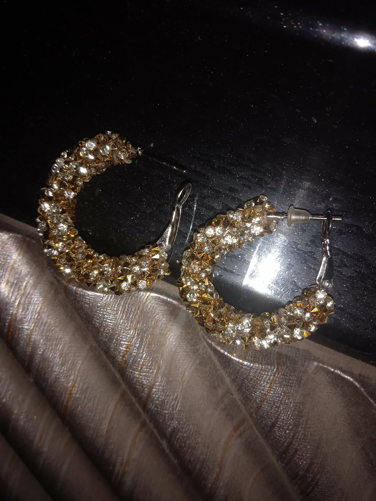 Goldsliver Stone Round Earrings | Women Jewelry | Worn Once