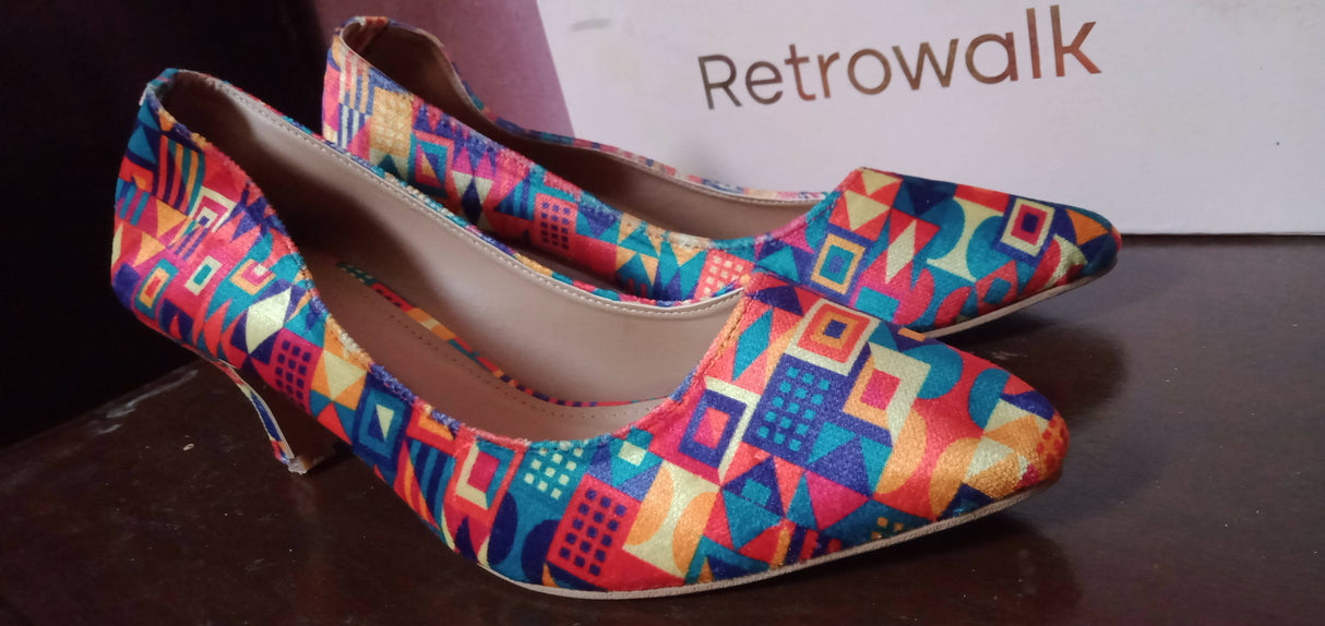 Retrowalk | Multicolor Girl Hill Heels | Women Shoes | Size:10 | Brand New