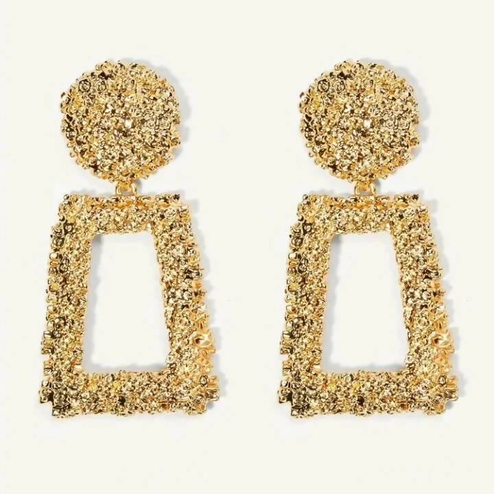 SHEIN | Open Rectangle Textured Drop Earrings | Women Jewelry | New