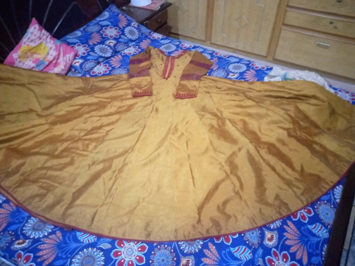 Shehninas| Brown Rawsilk Maxi | Women Branded Formals | Medium | New