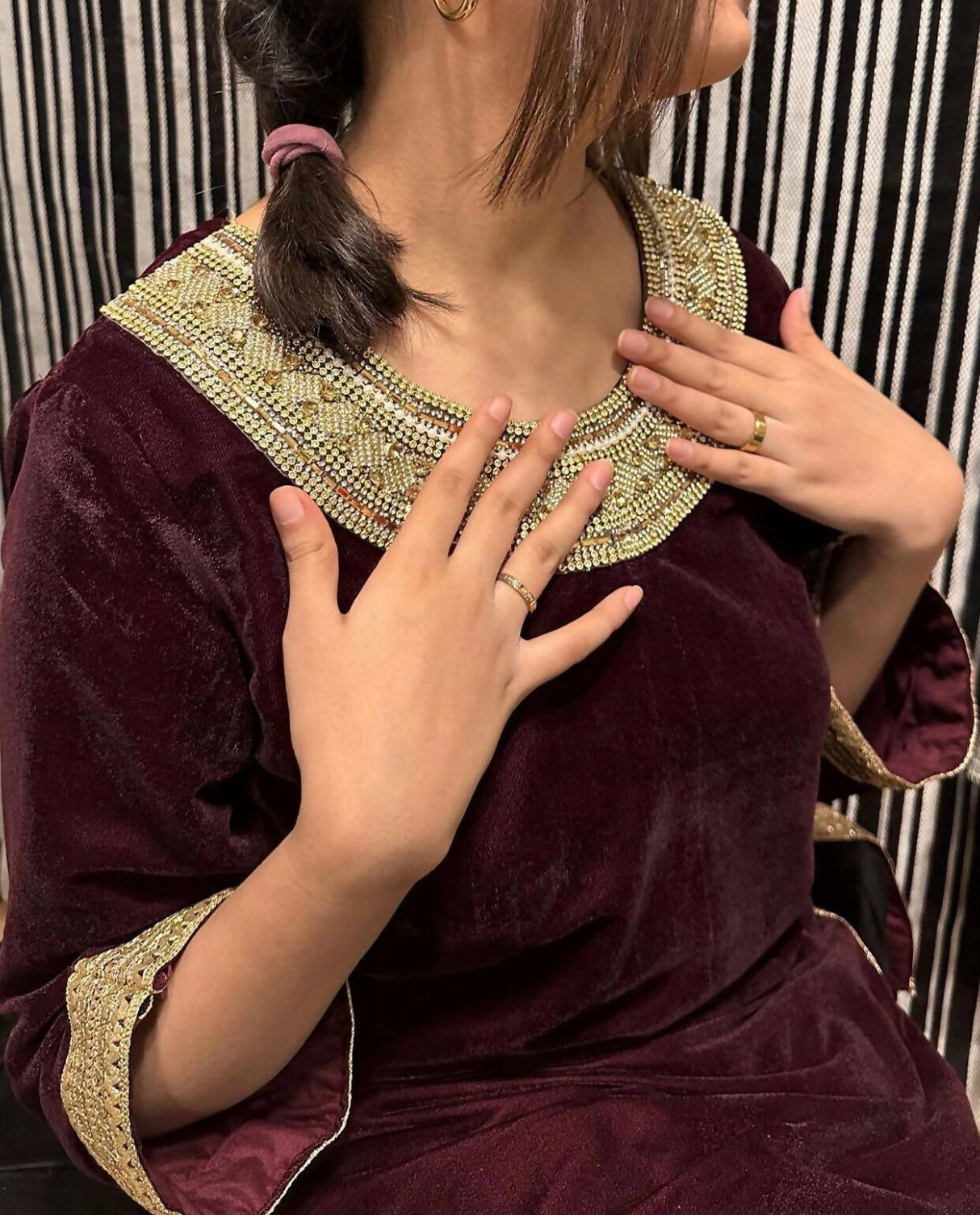 Velvet Suit with golden Detailing | Women Locally Made Formals | Medium | New