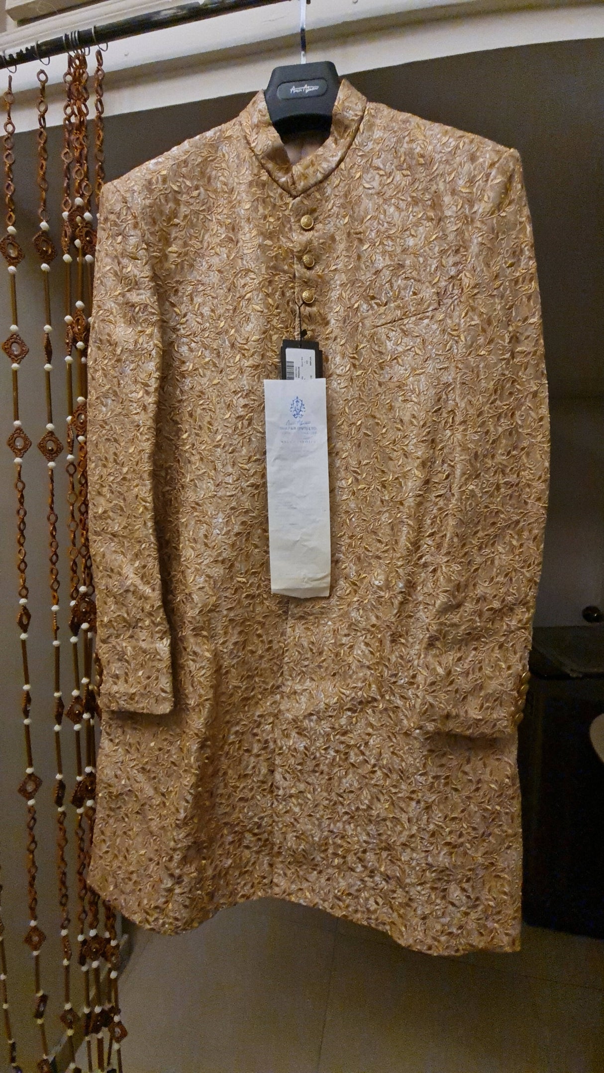 Amir Adnan | Beige Premium Sherwani | Men Shalwar Kameez | Large | Brand New with Tags