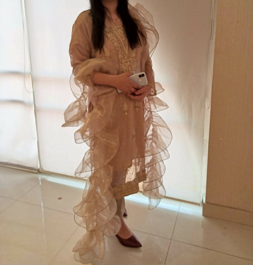 3 PC Embroidered Suit | Women Locally Made Formals | Medium | Worn Once