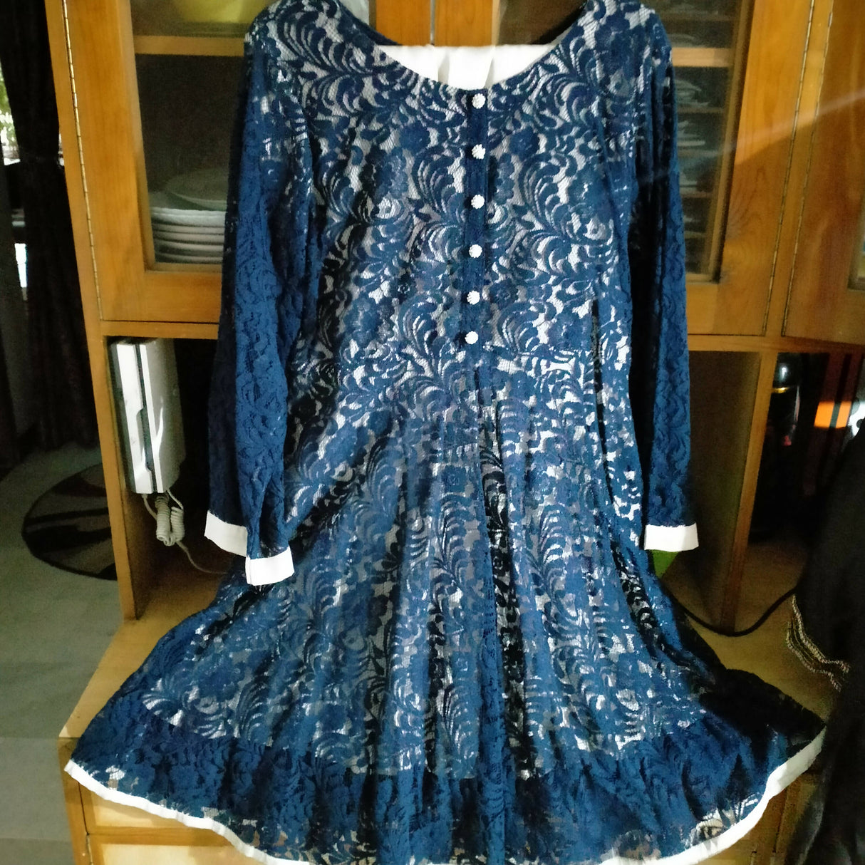 Blue Net frok with flared trouser | Women Locally Made Kurta | Medium | Worn Once