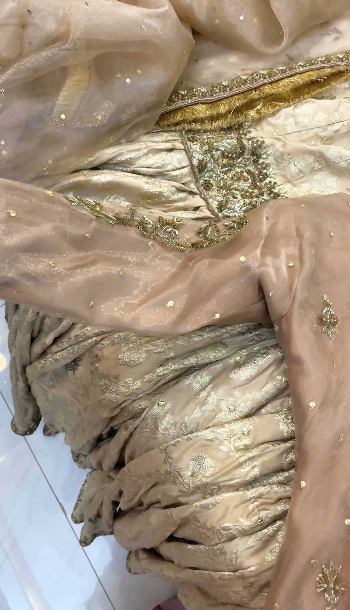 Meena Kari | Stunning Ivory Pink Suit | Women Bridals | Small | Preloved