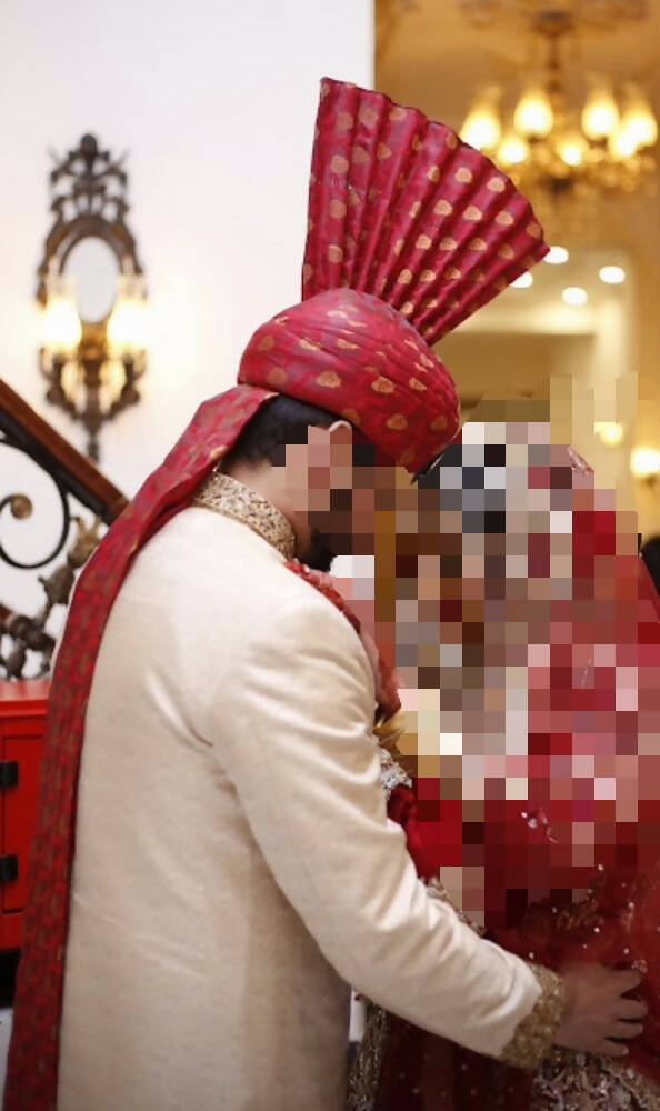 Bonanza | Golden Sherwani for Groom | Men Shalwar Kameez | Medium | Worn Once