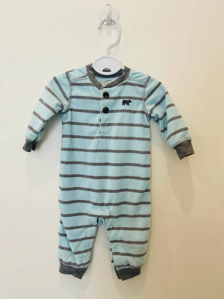 Carters | Blue Onesie Fleece Sleeper | Baby Boys Bodysuits & Onesies | Size: 6 months | Preloved