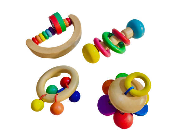 Colored Rattle Set | Montessori Toys | Kids Toys & Baby Gear | Brand New