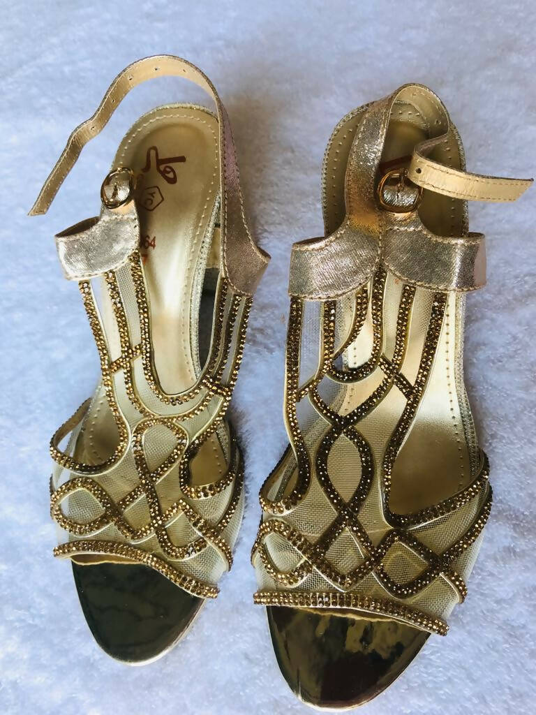 Bridal Golden heels | Women Shoes | Size: 7 | Worn Once
