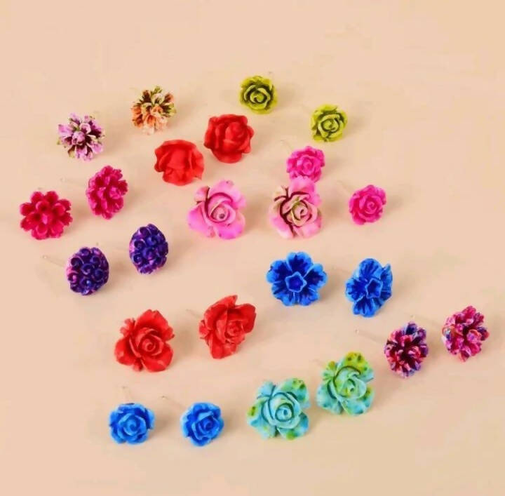 SHEIN | Colorful 18 pairs flower stud earrings | Women Jewelry | Brand New