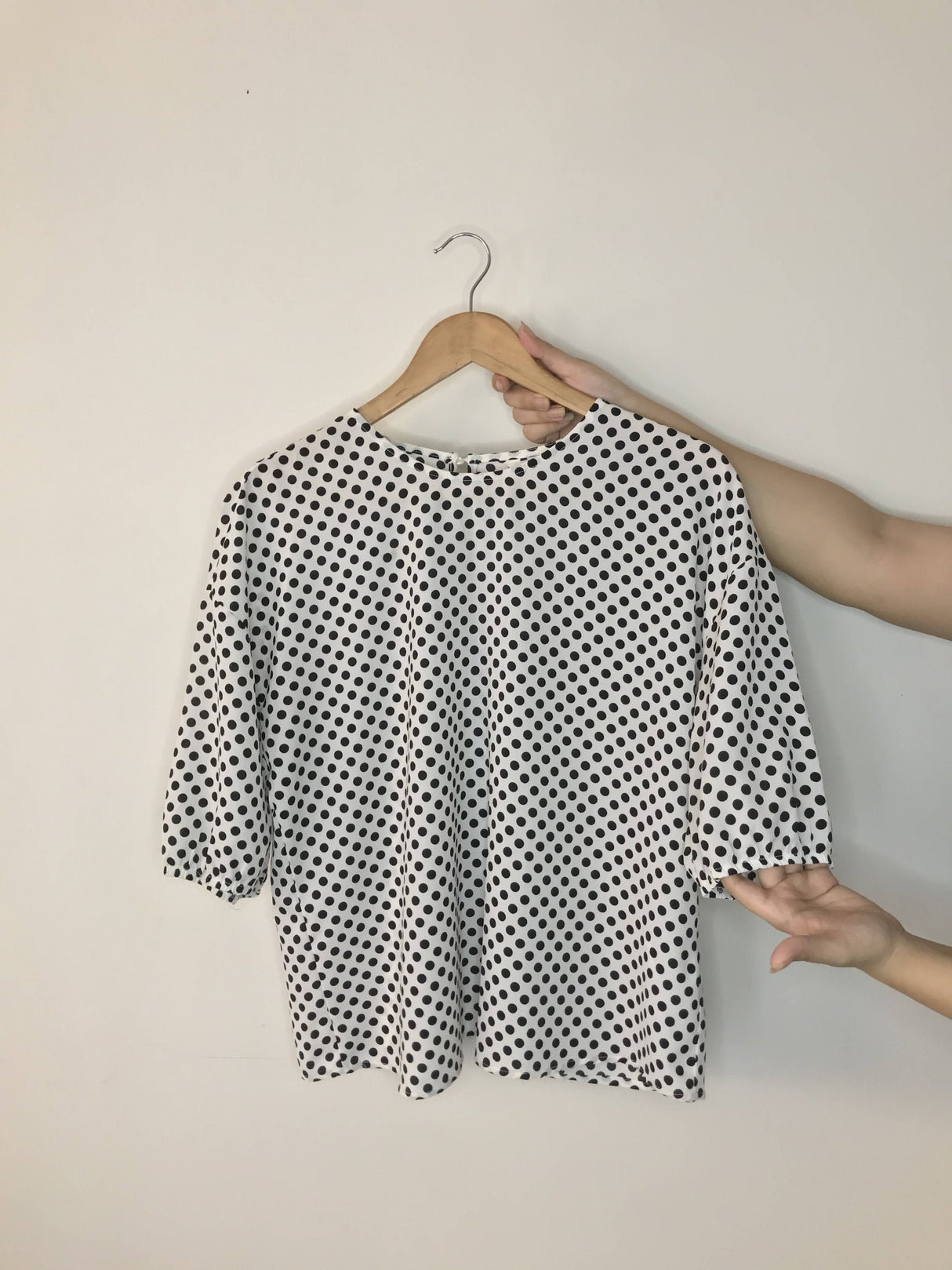 Koton | Black White Polka Dot Blouse Puff Sleeves | Women Tops & Shirts | Medium |Worn Once