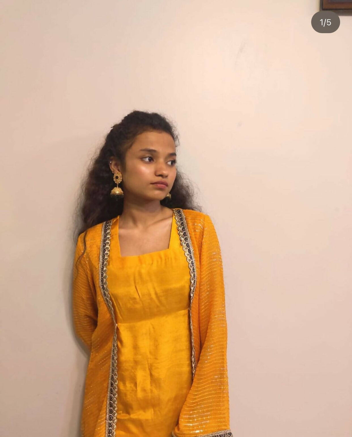 3 PC Long Mustard Coat | Women Locally Made Formals | Medium | New