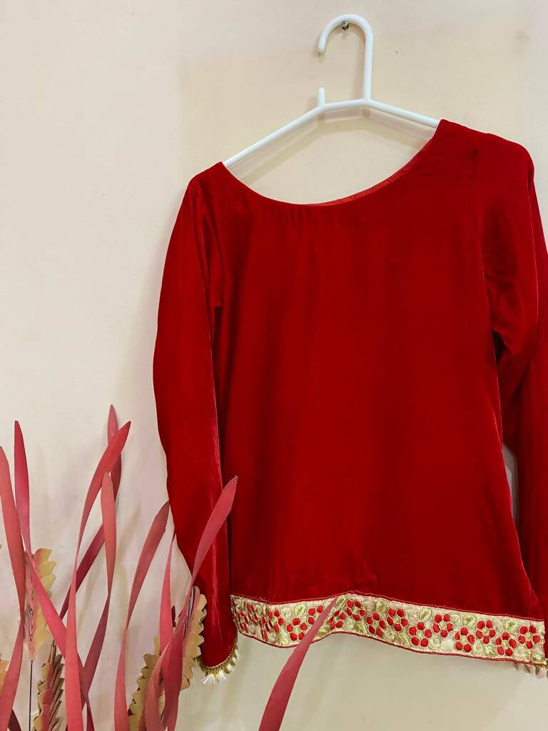 Red Lengha | Women Locally Made Formals | Medium | Worn Once