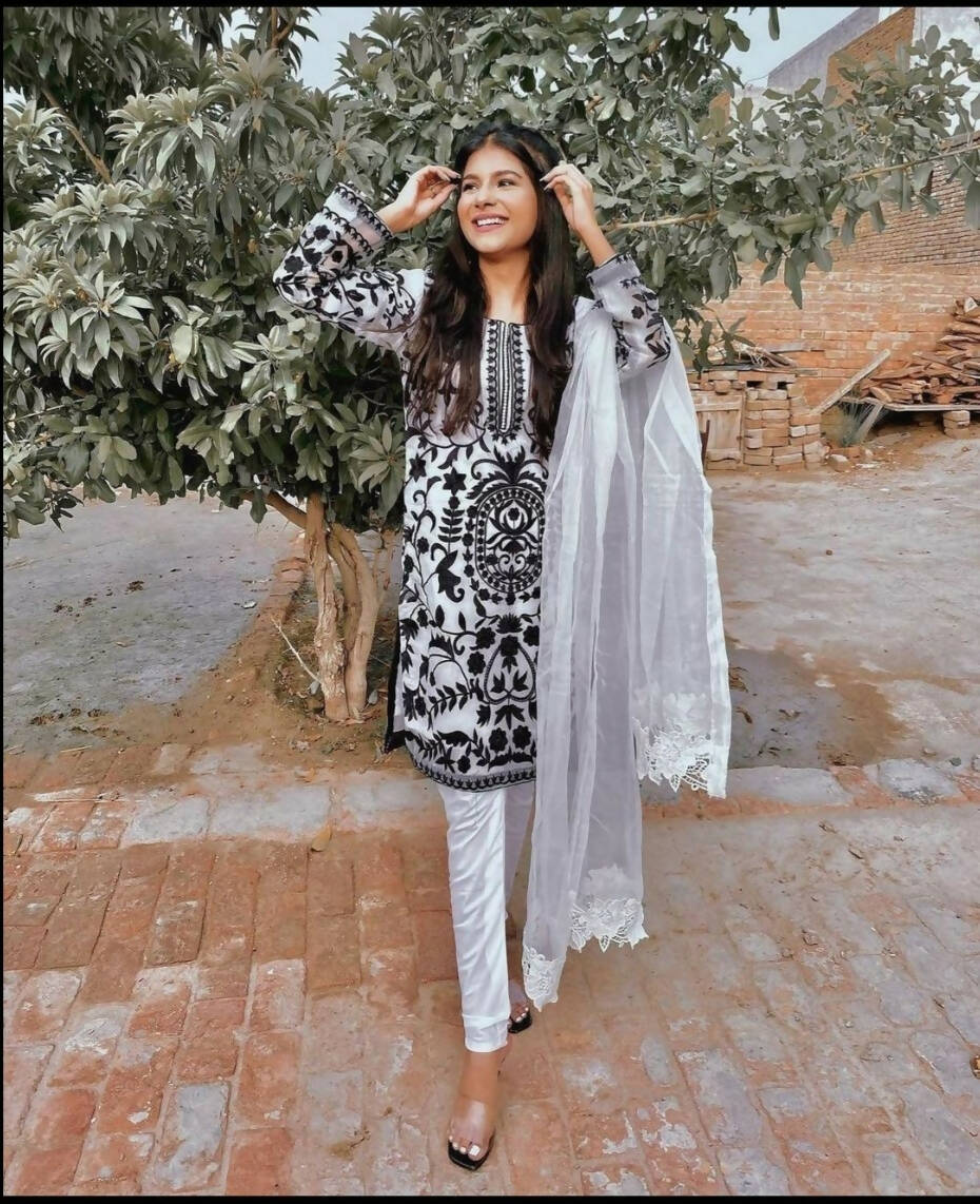 White Organza Suit | Women Locally Made Formals | Small |Worn Once