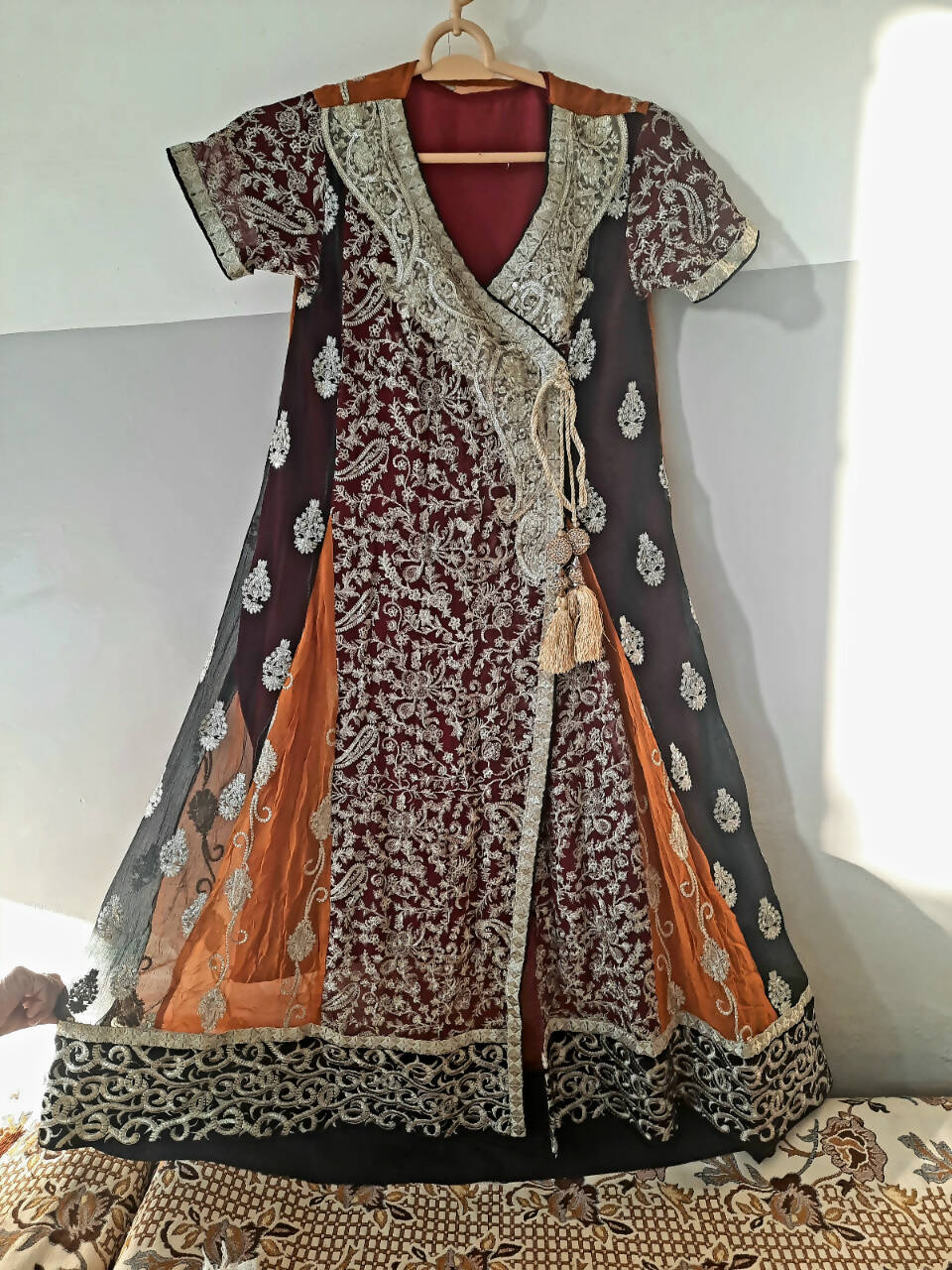 Orange Frock Full Embroidered | Women Froks & Maxi | Medium | Worn Once