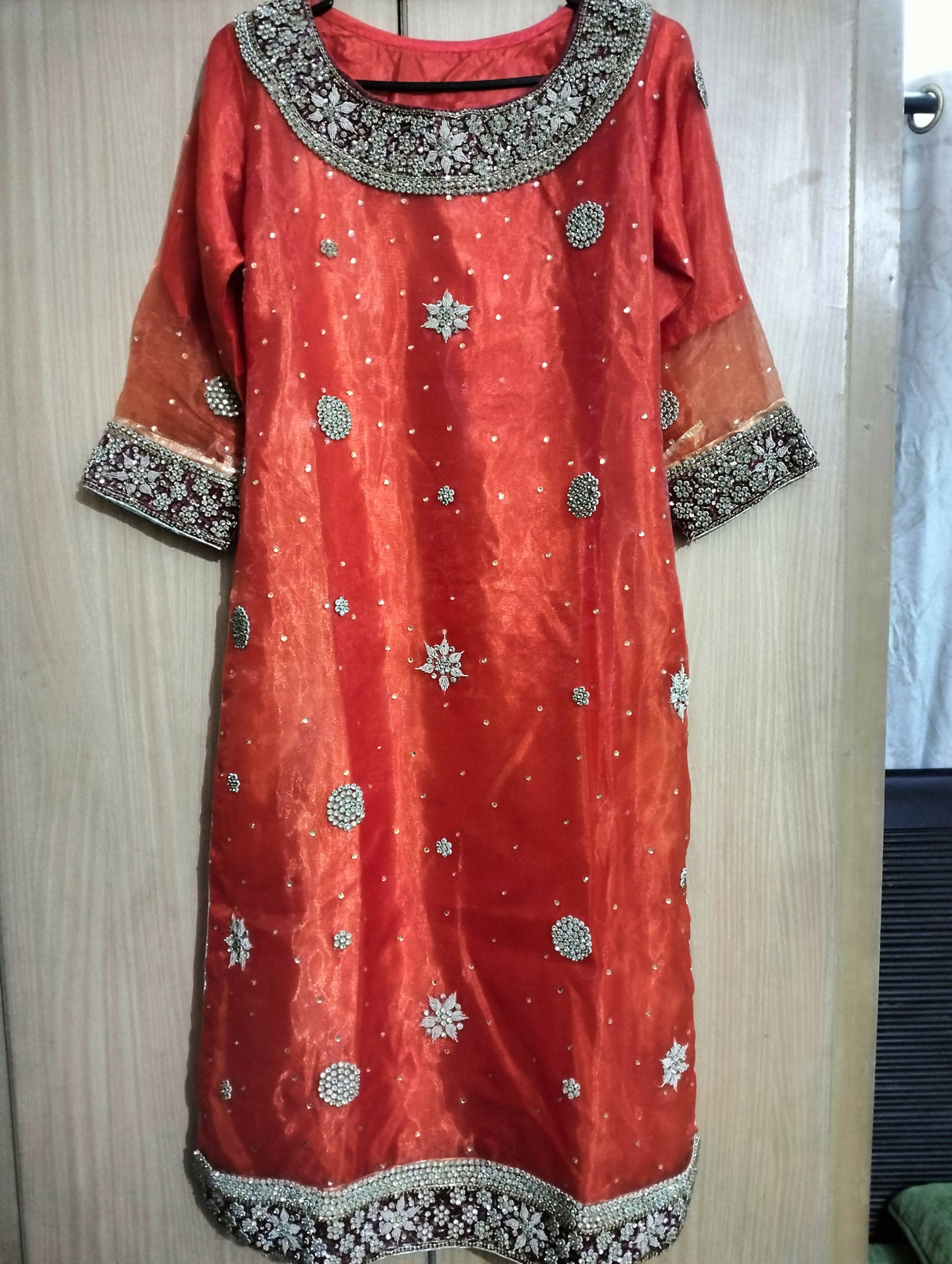 Organza Bridal Suit with Matching Jewelry | Women Bridals | Medium | Worn Once