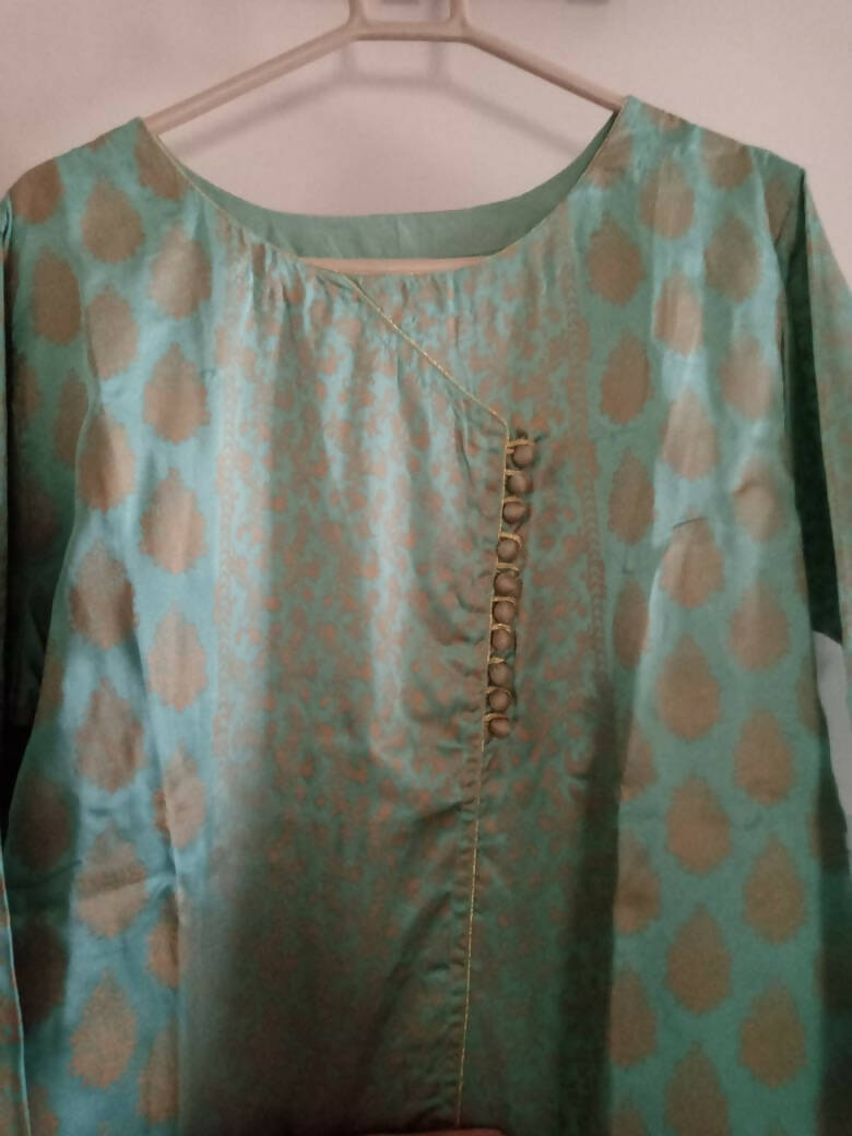 Turquoise Angarkha Style Kurta | Women Locally Made Kurta | Small | Preloved