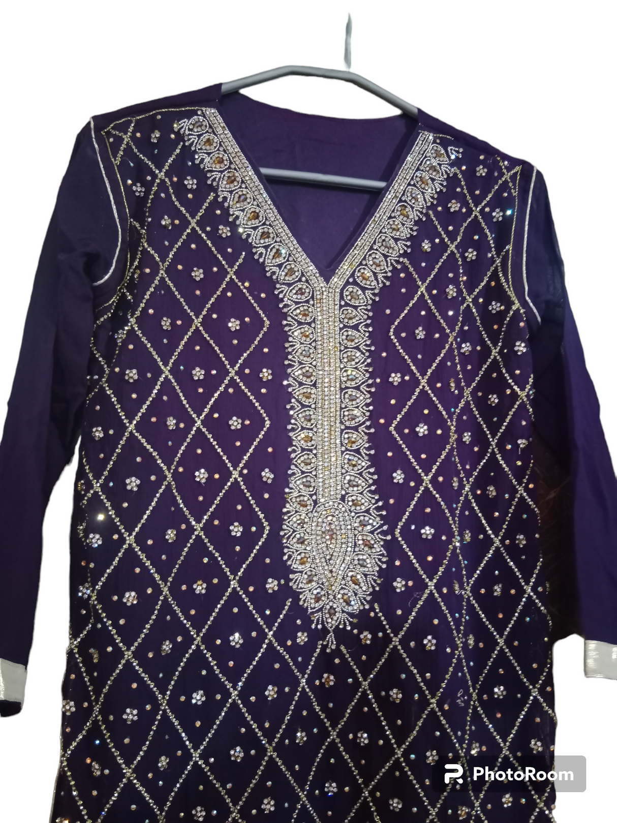 Purple Fancy Kurta with Plazo | Women Locally Made Formals | Medium | Preloved