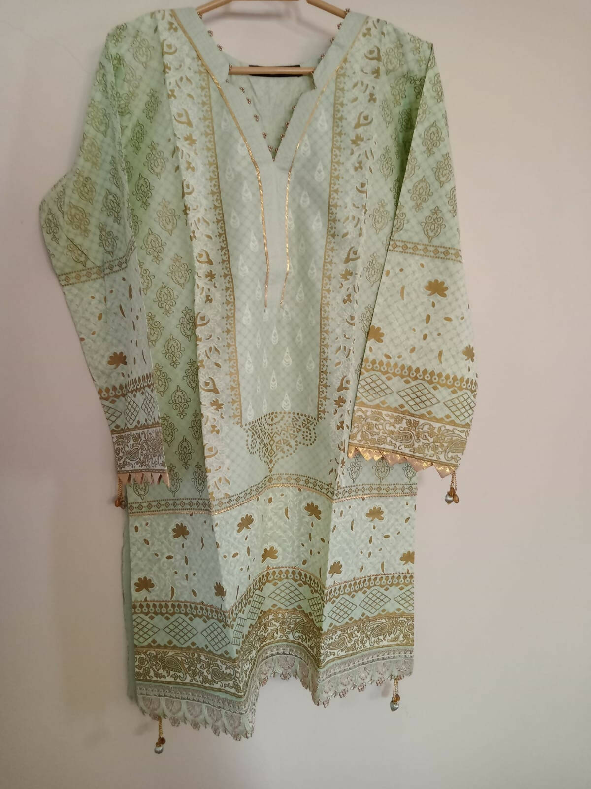Tawakkal | Mint Green Blockprint Kurta | Women Branded Kurta | Small | New