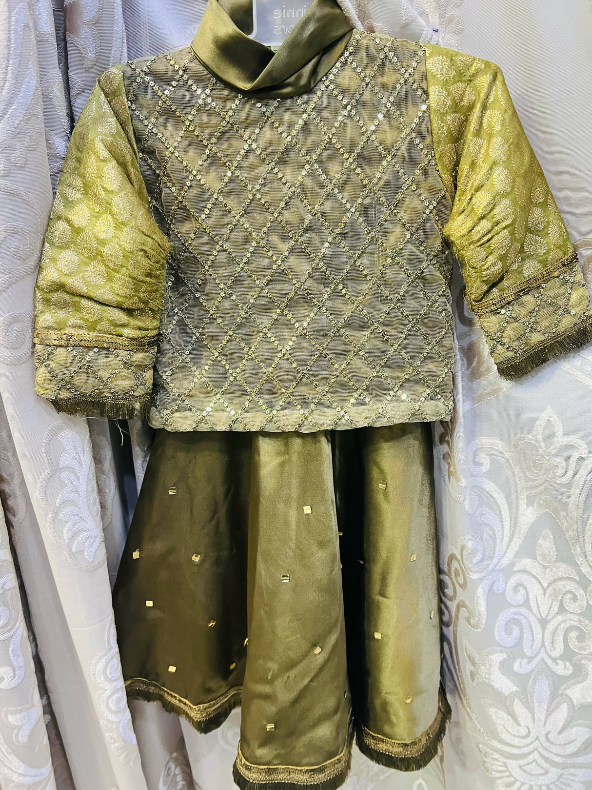SOHA | Golden Lehnga | Kids |Girls Shalwar Kameez | 2 to 4 Yrs | Worn Once