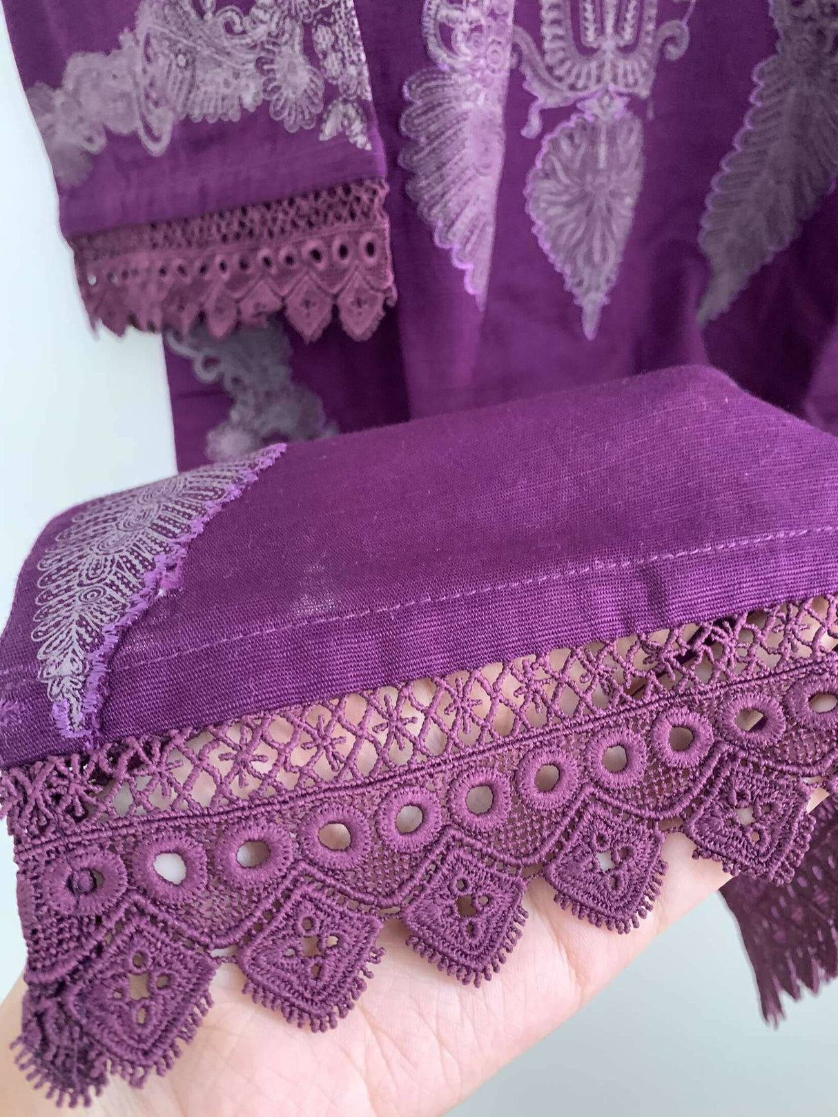 Sana Safinaz | Purple Lace Work Kurta | Women Branded Kurta | Medium | New