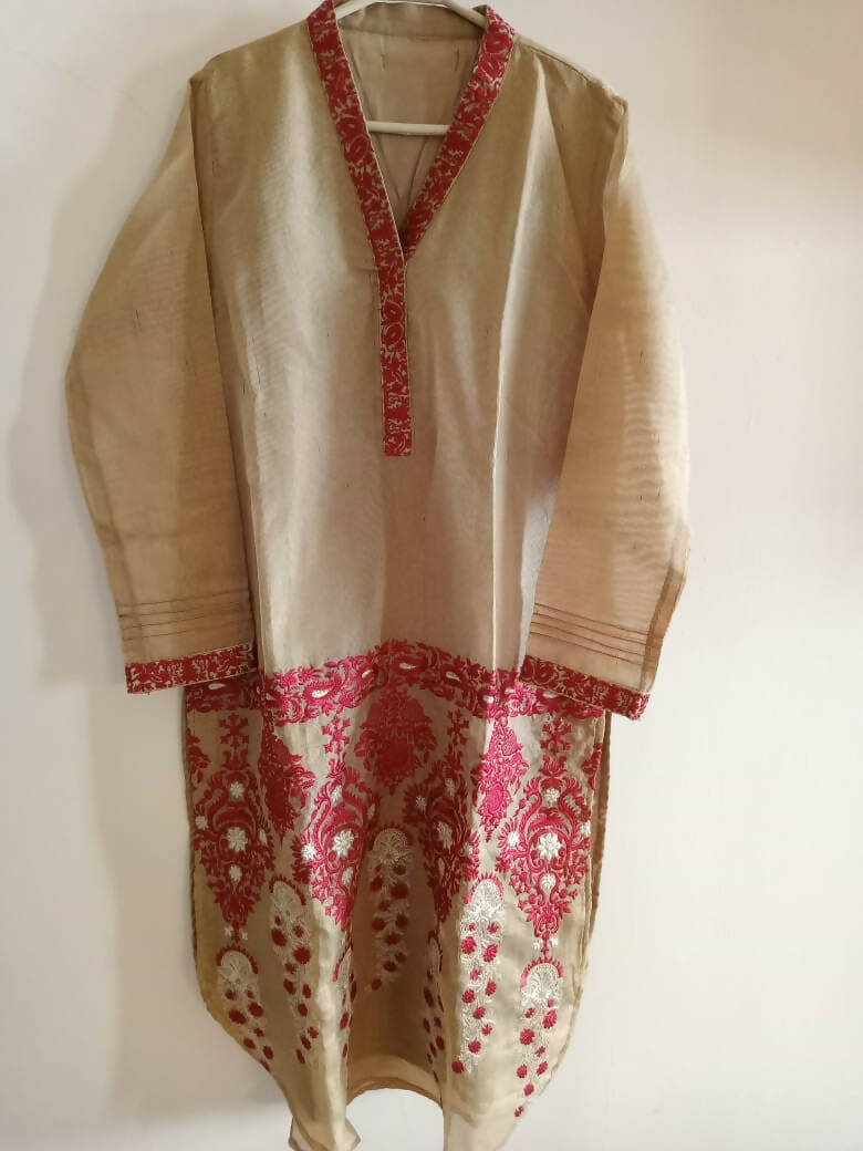 Organza embroidered Kurta | Women Locally Made Kurta | Medium | Worn Once