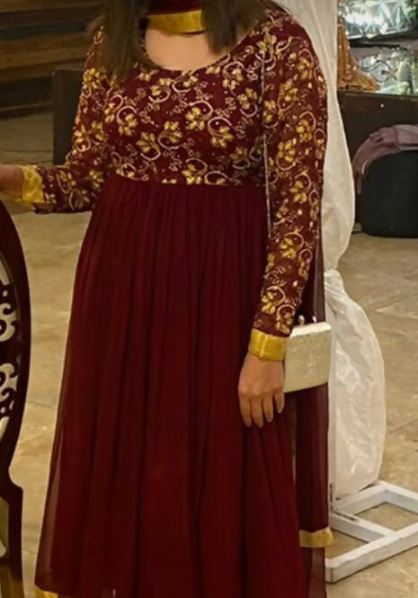 Maroon Frok | Women Locally Made Formals | Small | Preloved