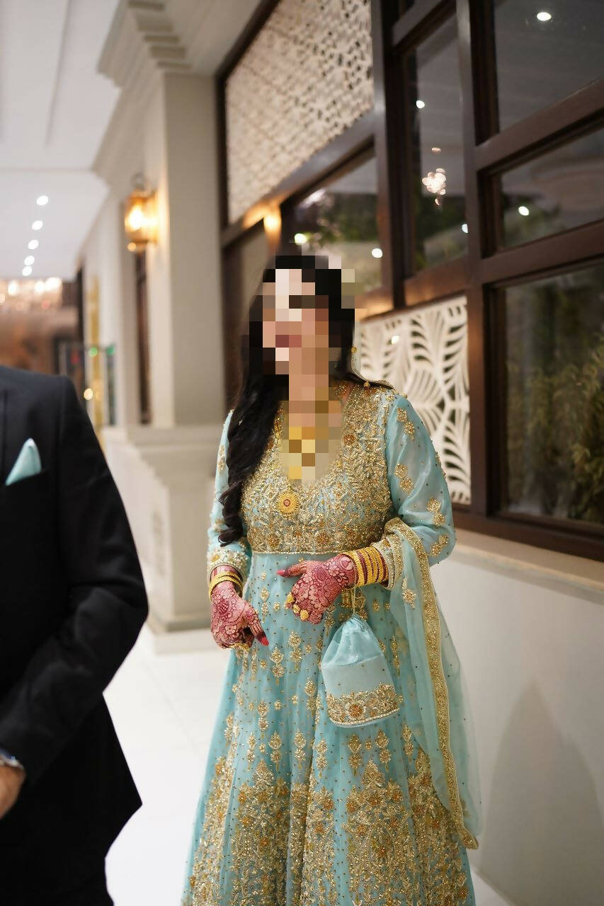 Dazzling Blue Double Maxi | Women Bridals | Medium | Worn Once