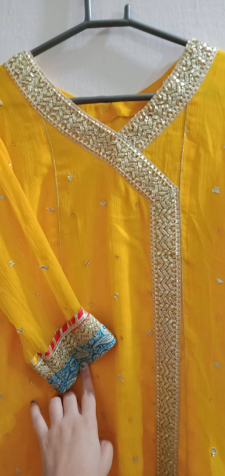 Yellow Chifon gotta angrakha Frok | Women Froks & Maxis | Medium | New