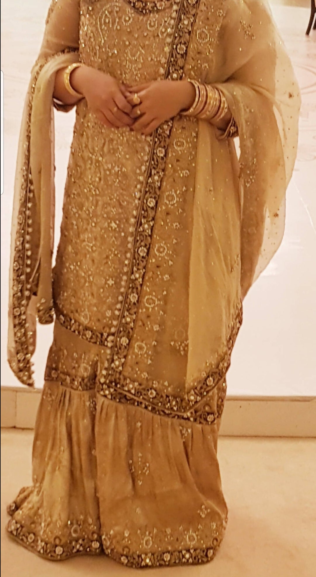 Gold Stunning Bridal Suit| Women Bridals | Medium | Worn Once