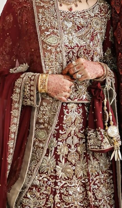 Ajwa Bridal | Heavy Bloody Red Bridal Baraat Suit | Women Bridals | Small | Worn Once