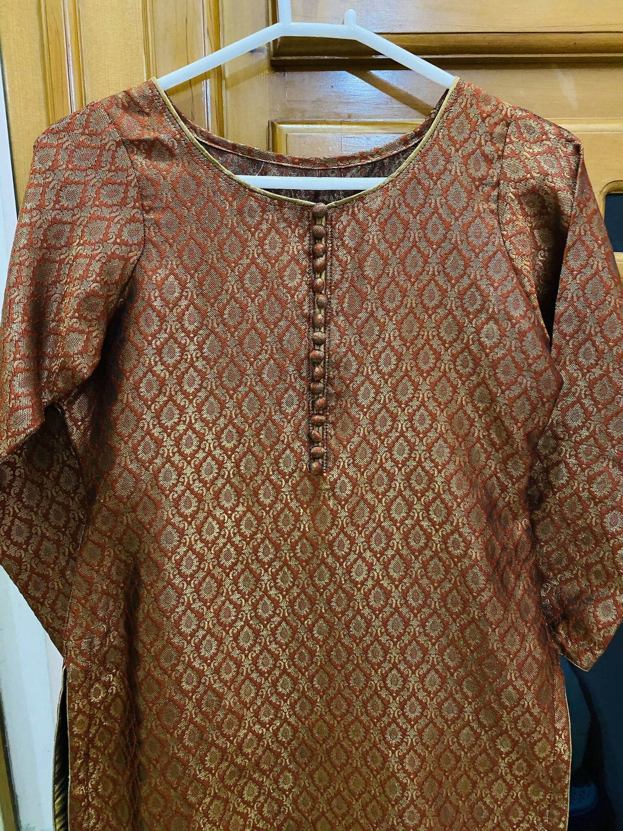 Rust 3 pc Jamavar Suit| Women Locally Made Formals | Small | Worn Once