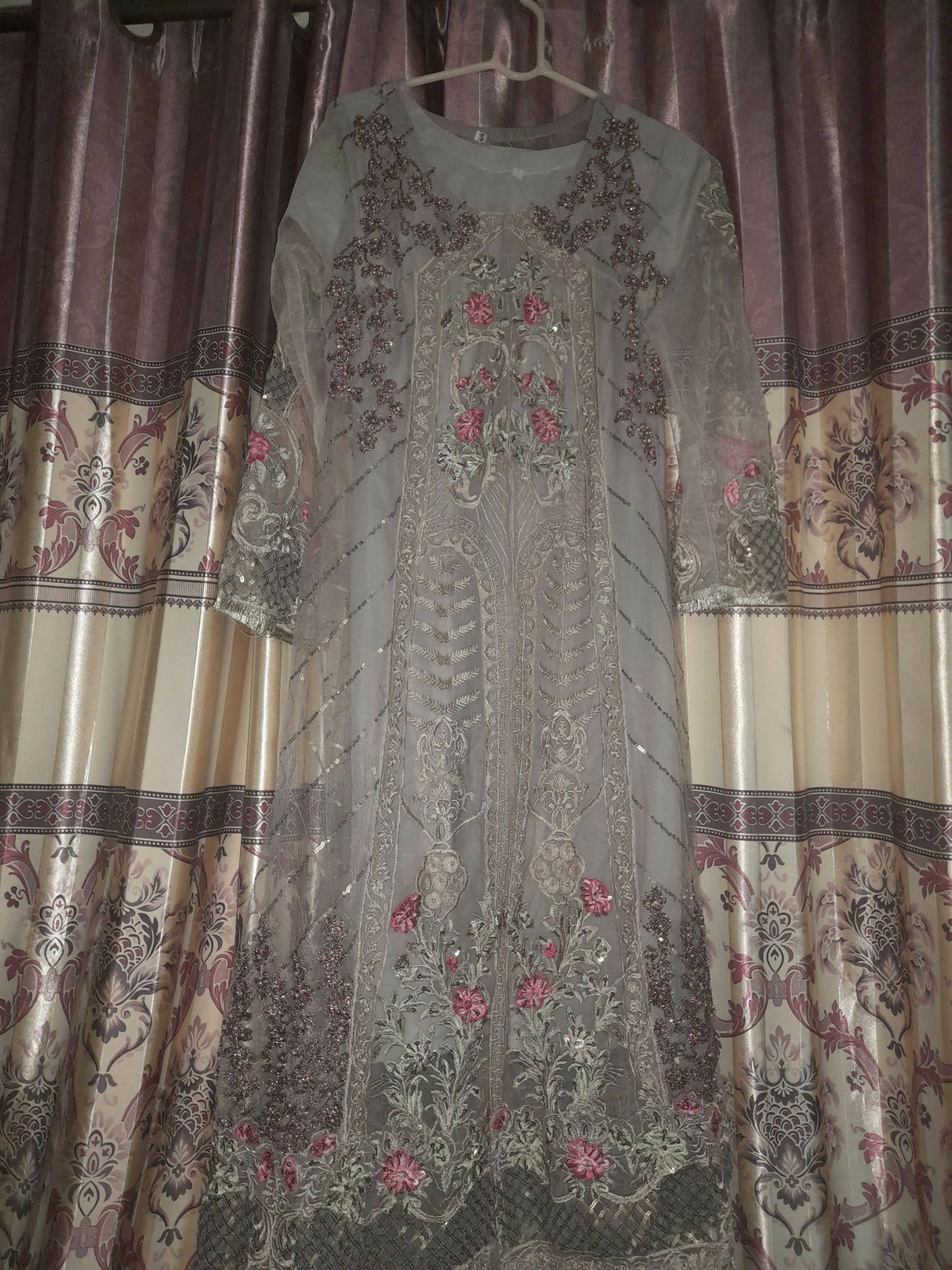 Grey Net Frock | Women Frocks & Maxis | Small | Preloved